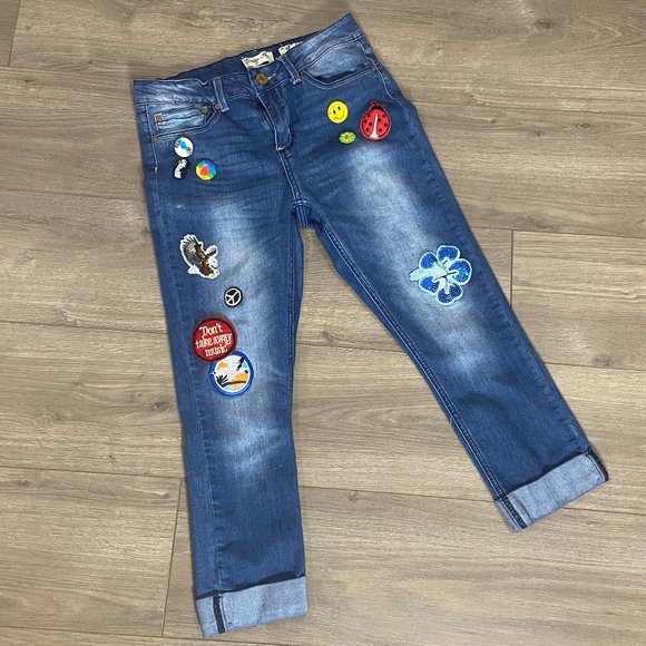 Indigo Rein Denim - Indigo Rein Juniors Embroidered Cuffed Skinny Jean Size 7 Juniors